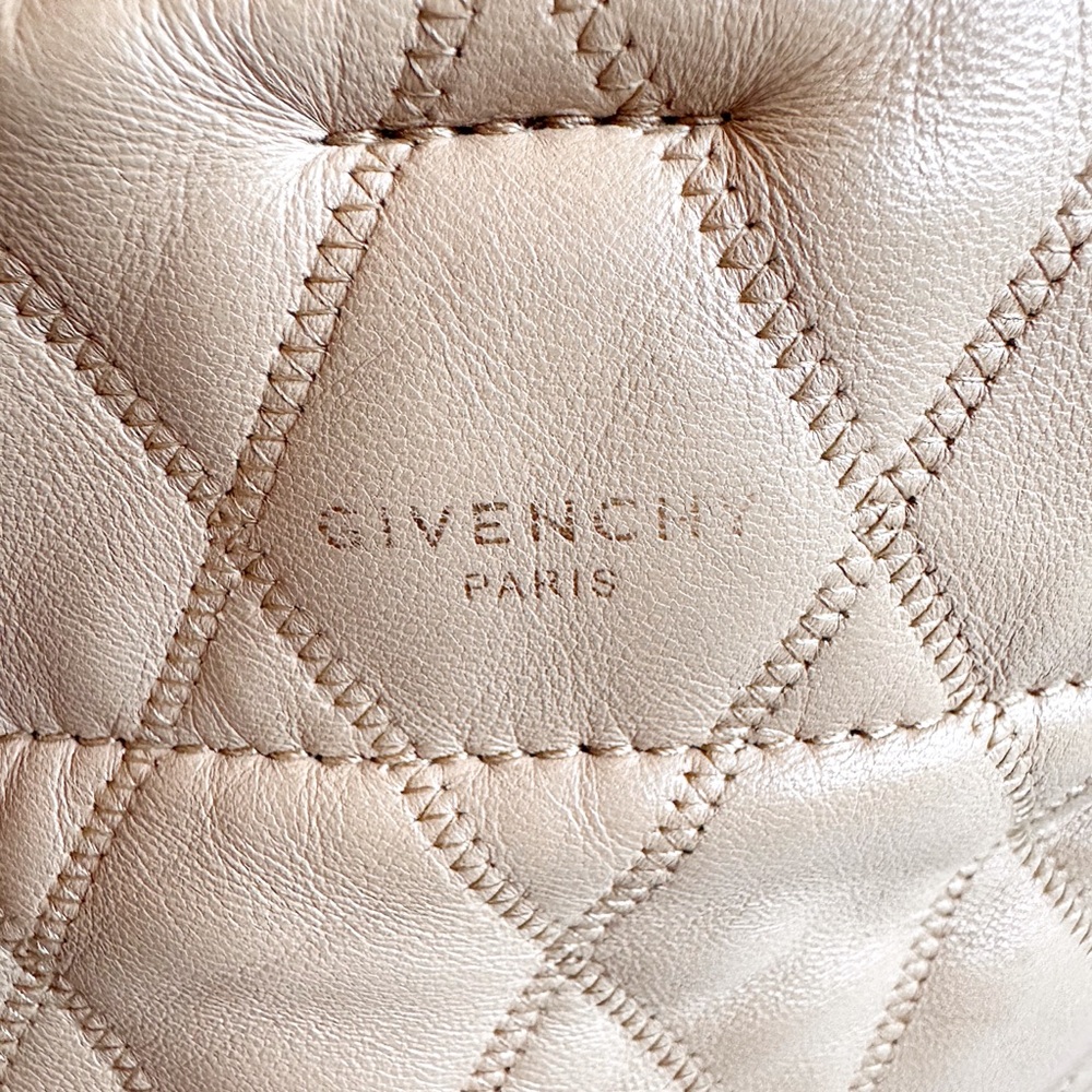 GIVENCHY Beige Nude Quilted Leather Mini GV Bucket Bag shoulder purse - Picture 8 of 15